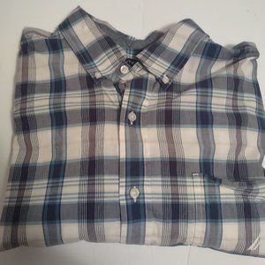 Nautica Mens Button Up Shirt Sz 3XLT Tall Plaid Long Sleeve Sea Voyage P…